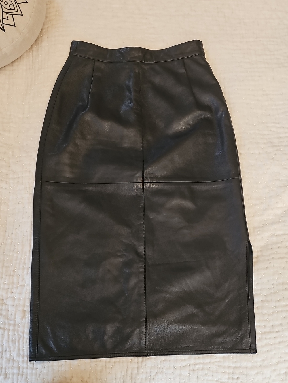 Emporio Armani Black Leather Midi Skirt
